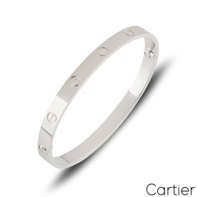 Cartier White Gold Plain Love Bracelet Size 19 B6035419 Cartier White Gold Plain Love Bracelet Size 19 B6035419